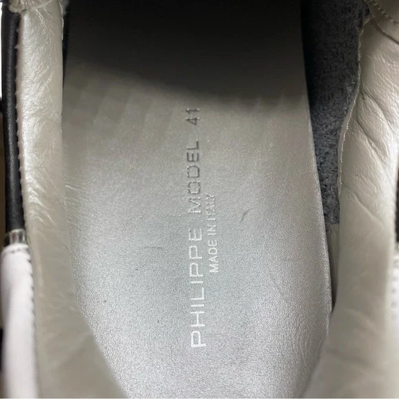 Philippe Model Men’s Temple Low-Top Sneakers in Leather, Black White size 41 NEW